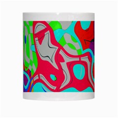 Colorful distorted shapes on a grey background                                                     White Mug from ArtsNow.com Center