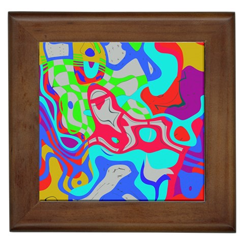 Colorful distorted shapes on a grey background                                                     Framed Tile from ArtsNow.com Front