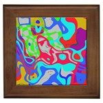 Colorful distorted shapes on a grey background                                                     Framed Tile