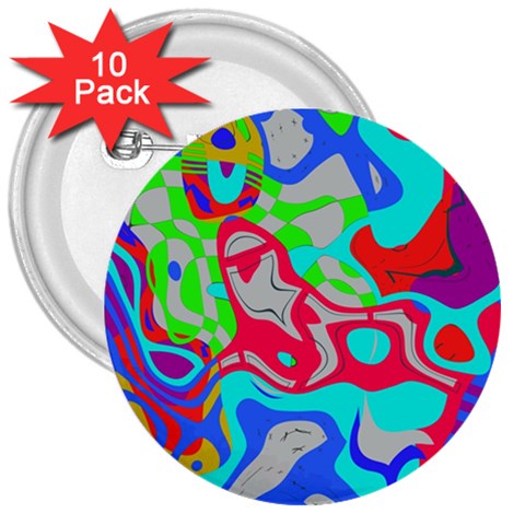 Colorful distorted shapes on a grey background                                                     3  Button (10 pack) from ArtsNow.com Front