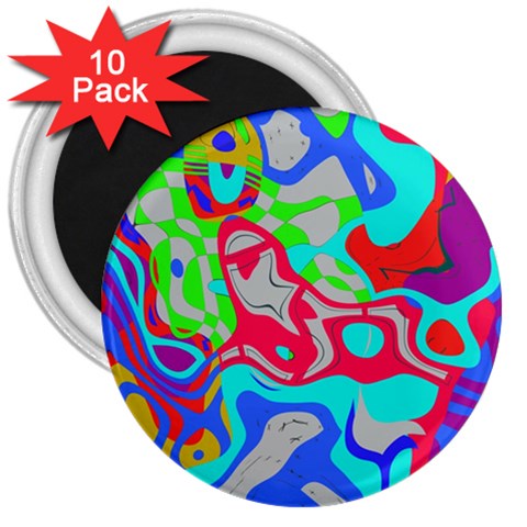 Colorful distorted shapes on a grey background                                                     3  Magnet (10 pack) from ArtsNow.com Front