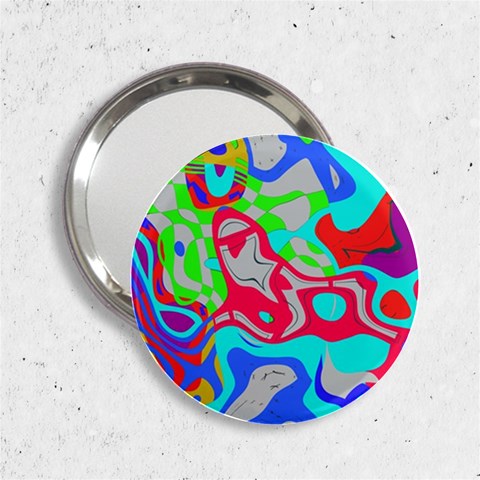 Colorful distorted shapes on a grey background                                                     2.25  Handbag Mirror from ArtsNow.com Front