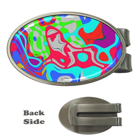 Colorful distorted shapes on a grey background                                                     Money Clip (Oval) from ArtsNow.com Front