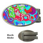 Colorful distorted shapes on a grey background                                                     Money Clip (Oval)