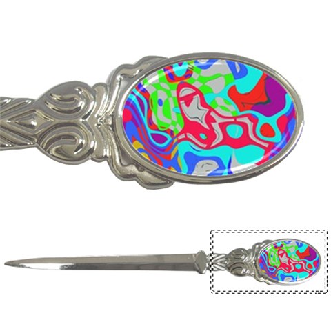 Colorful distorted shapes on a grey background                                                     Letter Opener from ArtsNow.com Front