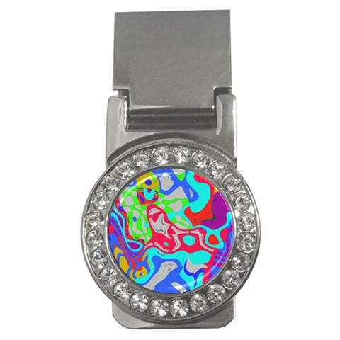 Colorful distorted shapes on a grey background                                                     Money Clip (CZ) from ArtsNow.com Front