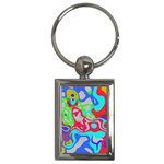 Colorful distorted shapes on a grey background                                                     Key Chain (Rectangle)