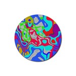 Colorful distorted shapes on a grey background                                                     Rubber Round Coaster (4 pack)