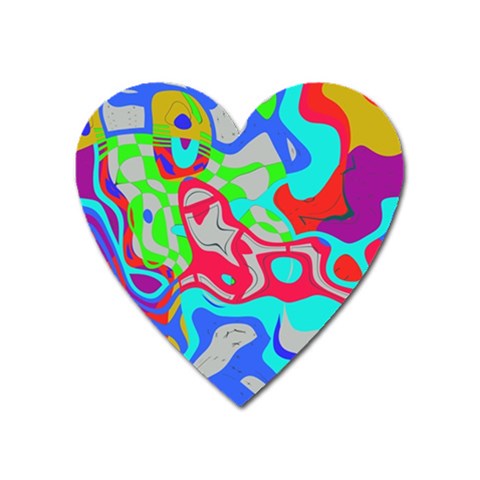 Colorful distorted shapes on a grey background                                                     Magnet (Heart) from ArtsNow.com Front