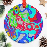 Colorful distorted shapes on a grey background                                                     Ornament (Round)