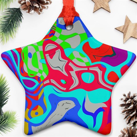 Colorful distorted shapes on a grey background                                                     Ornament (Star) from ArtsNow.com Front