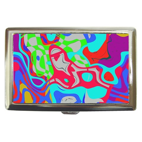 Colorful distorted shapes on a grey background                                                     Cigarette Money Case from ArtsNow.com Front