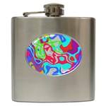 Colorful distorted shapes on a grey background                                                     Hip Flask (6 oz)