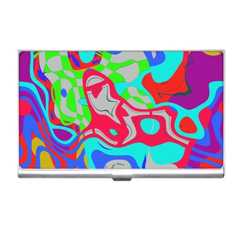 Colorful distorted shapes on a grey background                                                     Business Card Holder from ArtsNow.com Front