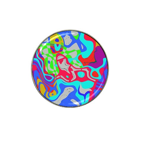 Colorful distorted shapes on a grey background                                                     Hat Clip Ball Marker from ArtsNow.com Front