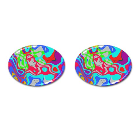 Colorful distorted shapes on a grey background                                                     Cufflinks (Oval) from ArtsNow.com Front(Pair)