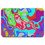 Colorful distorted shapes on a grey background                                                     Large Doormat