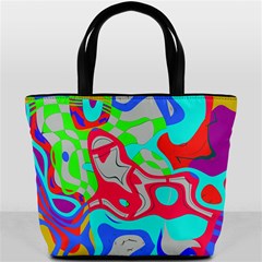 Colorful distorted shapes on a grey background                                                     Bucket Bag from ArtsNow.com Back