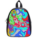 Colorful distorted shapes on a grey background                                                     School Bag (Small)