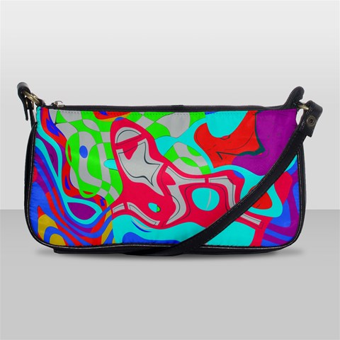 Colorful distorted shapes on a grey background                                                     Shoulder Clutch Bag from ArtsNow.com Front