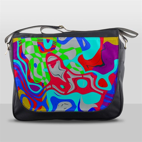 Colorful distorted shapes on a grey background                                                     Messenger Bag from ArtsNow.com Front