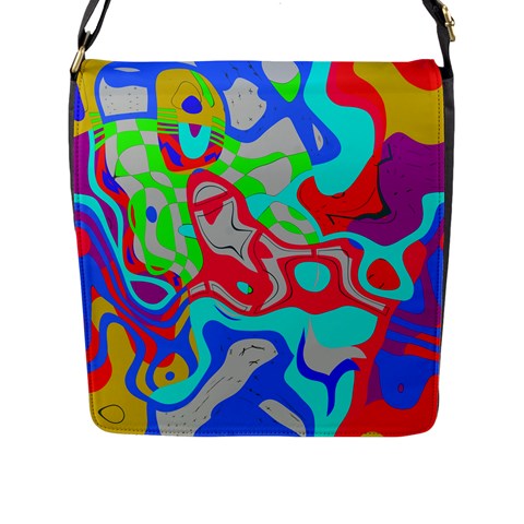 Colorful distorted shapes on a grey background                                                     Flap Closure Messenger Bag (L) from ArtsNow.com Front