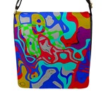 Colorful distorted shapes on a grey background                                                     Flap Closure Messenger Bag (L)