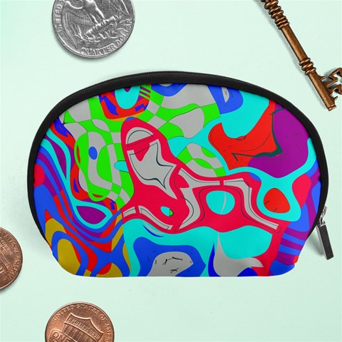 Colorful distorted shapes on a grey background                                                     Accessory Pouch from ArtsNow.com Front