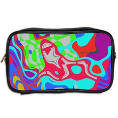 Colorful distorted shapes on a grey background                                                     Toiletries Bag (Two Sides) from ArtsNow.com Back