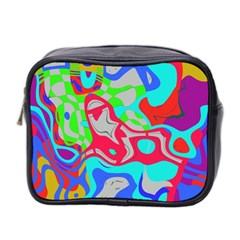 Colorful distorted shapes on a grey background                                                     Mini Toiletries Bag (Two Sides) from ArtsNow.com Front