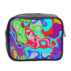 Colorful distorted shapes on a grey background                                                     Mini Toiletries Bag (Two Sides) from ArtsNow.com Back