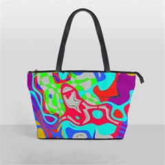 Colorful distorted shapes on a grey background                                                     Classic Shoulder Handbag from ArtsNow.com Front