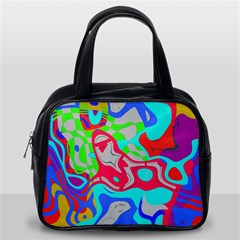 Colorful distorted shapes on a grey background                                                     Classic Handbag (Two Sides) from ArtsNow.com Back