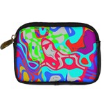 Colorful distorted shapes on a grey background                                                     Digital Camera Leather Case