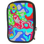 Colorful distorted shapes on a grey background                                                     Compact Camera Leather Case