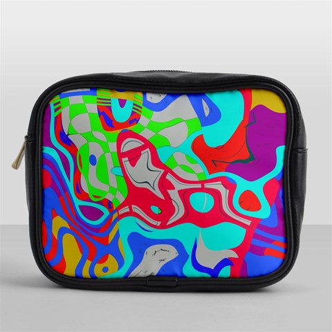 Colorful distorted shapes on a grey background                                                     Mini Toiletries Bag (One Side) from ArtsNow.com Front