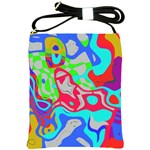 Colorful distorted shapes on a grey background                                                     Shoulder Sling Bag