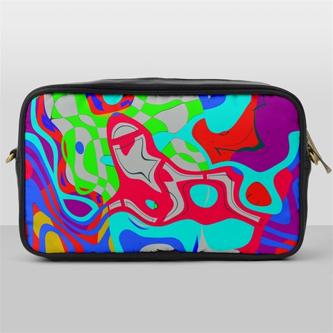 Colorful distorted shapes on a grey background                                                     Toiletries Bag (One Side) from ArtsNow.com Front