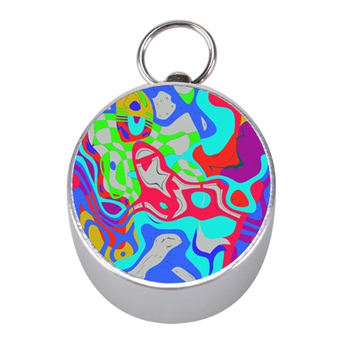 Colorful distorted shapes on a grey background                                                     Silver Compass (Mini) from ArtsNow.com Front