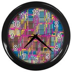 Colorful shapes texture                                                   Wall Clock (Black)