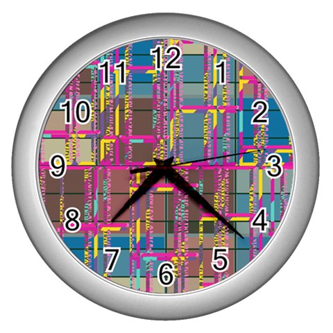 Colorful shapes texture                                                   Wall Clock (Silver) from ArtsNow.com Front