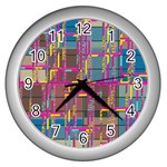 Colorful shapes texture                                                   Wall Clock (Silver)