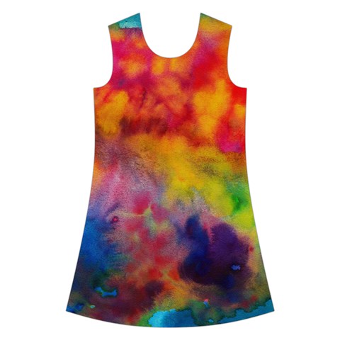 Colorful watercolors texture                                                        Kids  Short Sleeve Velvet Dress from ArtsNow.com Front