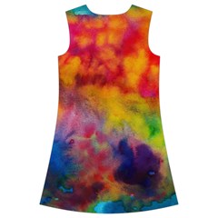 Colorful watercolors texture                                                        Kids  Short Sleeve Velvet Dress from ArtsNow.com Back