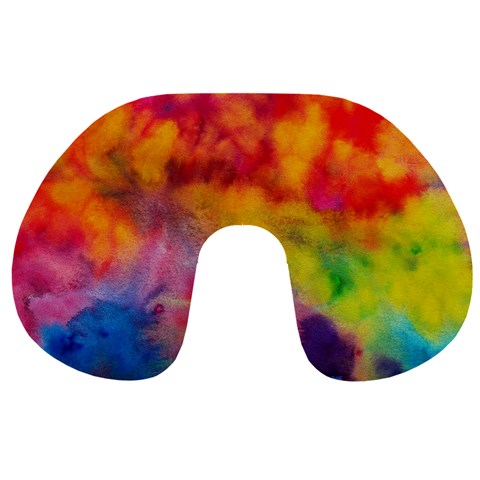 Colorful watercolors texture                                                    Travel Neck Pillow from ArtsNow.com Front