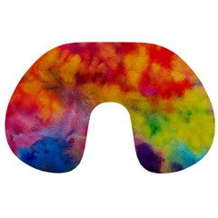 Colorful watercolors texture                                                    Travel Neck Pillow from ArtsNow.com Front