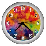 Colorful watercolors texture                                                    Wall Clock (Silver)