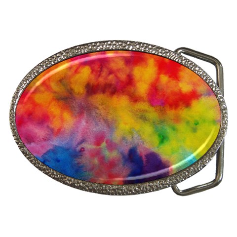 Colorful watercolors texture                                                    Belt Buckle from ArtsNow.com Front