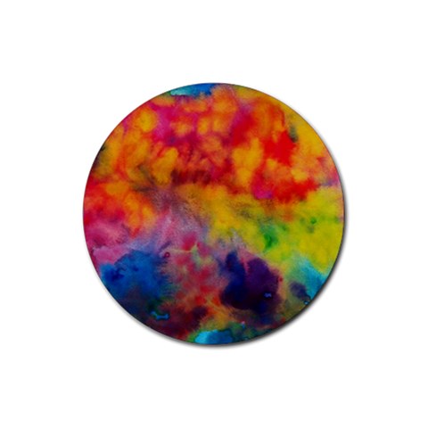 Colorful watercolors texture                                                    Rubber Coaster (Round) from ArtsNow.com Front