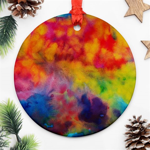 Colorful watercolors texture                                                    Ornament (Round) from ArtsNow.com Front